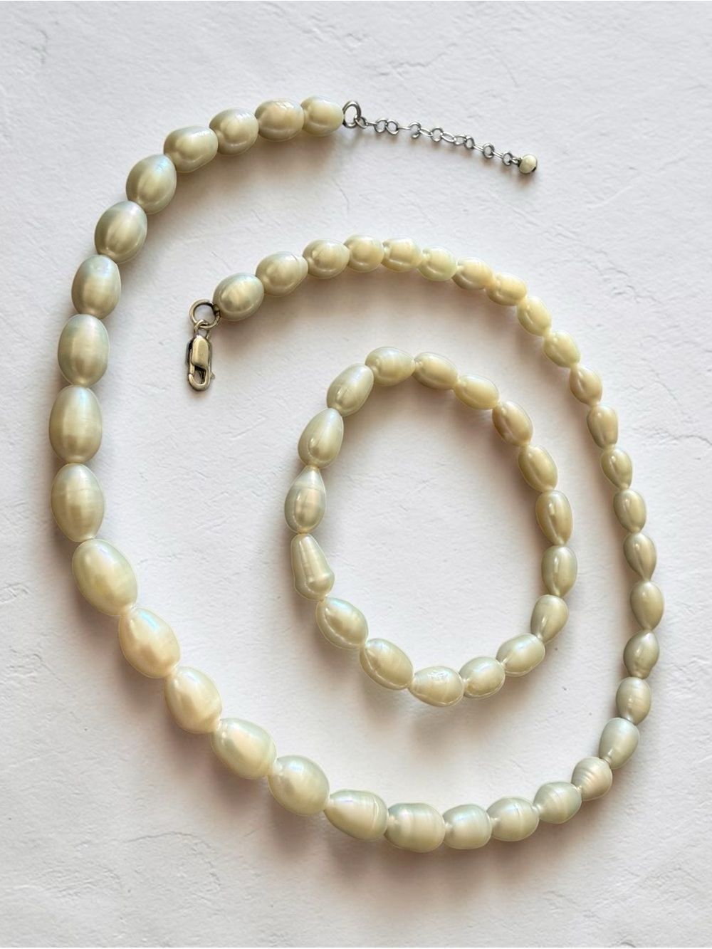 925 Sterling Silver Freshwater Pearl Necklace 18” Bracelet Jewelry Set Women